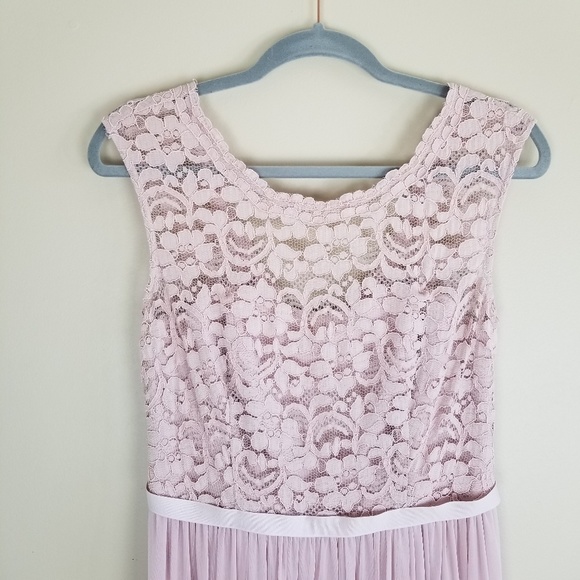 David's Bridal Long Bridesmaid Dress with Lace - Picture 3 of 8